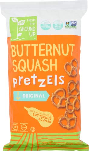 Real Food From the Ground Up Butternut Squash Pretzel Variety Bundle of TWO: One Bag of Sticks and One Bag of Twists