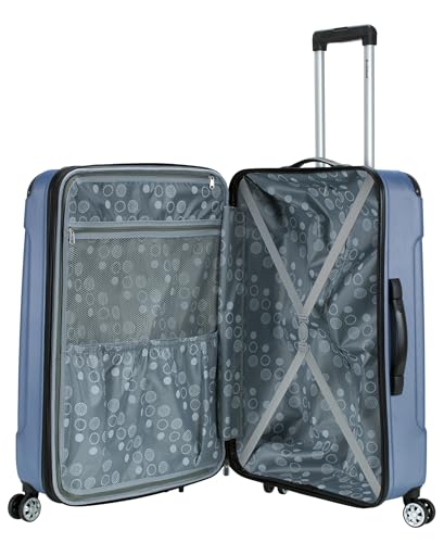Image of Rockland London Hardside Expandable Spinner Wheel Luggage, Blue, Checked-Large 28-Inch
