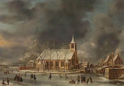 Poster église de Sloten en hiver par Beerstraten pour salon chaleureux 60x90