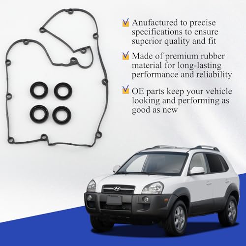 X4XZ Valve Cover Gasket with Spark Plug Seals for Hyundai Elantra 03-12/Tiburon 03-08/for Tucson 05-09 for Kia Spectra 04-09/Spectra5 05-09/Sportage 05-10 2244123800 2244323001 (ONLY 2.0L) by X4XZ - Image 5