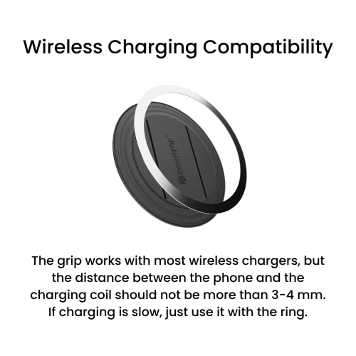 Smartpop Universal Magnetic Phone Grip - Kickstand | Snap Finger Grip | 360 Rotation | Car Mountable | Ultra-Thin | Compatible With All Smartphones (Carbon Black) #TOP6