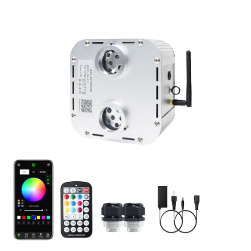 Image of AZIMOM Dual Color 32W High Brightness Twinkle Fiber Optic Light Source RGBW Light Box Engine Diver Music Sensor Mode Bluetooth /RF Control for Home Star Ceiling Light Effect Decor
