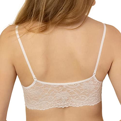 Coobie Women's Seamless Lace Back Bra Scoopneck Padded Wireless Bra With Adjustable Straps (Full Size, White) #TOP2