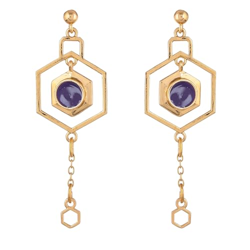 Benzene Purple Gem Drop Earrings