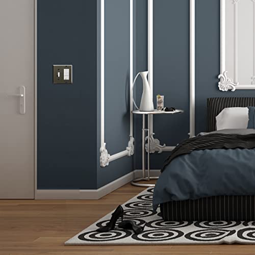 Image of ENERLITES Combination Toggle Switch and Decorator Receptacle Metal Wall Plate, Corrosion-Resistant, Stainless Steel 201, Standard Size 2-Gang 4.50 inch x 4.57 inch, UL Listed, 771131-PBK, Polished Black