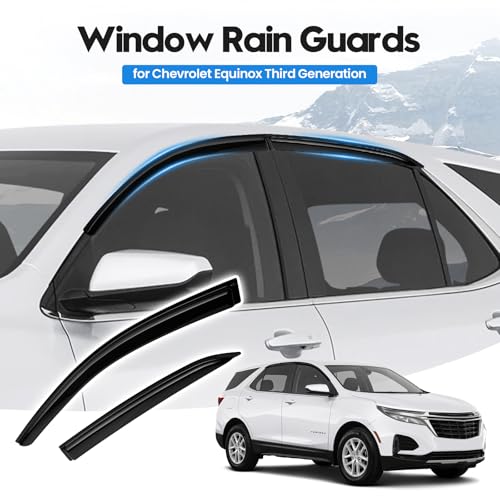 Image of Equinox Rain Guard - Window Visors for Chevrolet Equinox 2018-2024, Out-Channel Side Window Rain Guards for Equinox, 4PCS, Black, Car Accessories