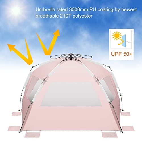 Oileus-XX-Large-Pop-Up-Beach-Tent-Sun-Shelter-for-5-6-Person-Portable-Sun-Shade-Instant-Tent-for-Beach-with-Carrying-Bag-Stakes-6-Sand-Pockets-Anti-UV-for-Fishing-Hiking-Camping-Pink