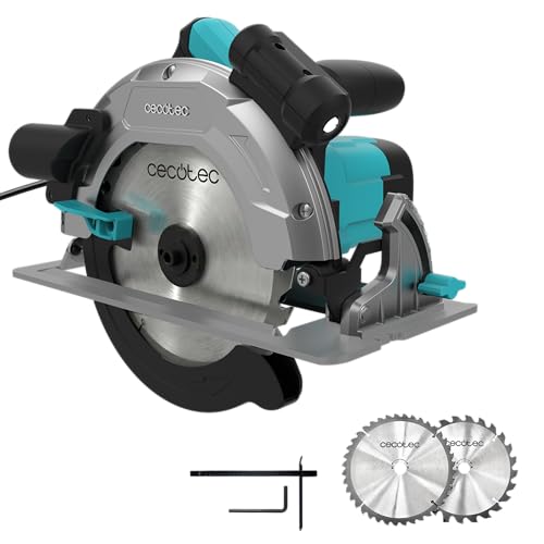 Cecotec Handkreissäge DirectPrecission 1600 Vision - 1600 W, 185 mm & Laser | Aluguss-Grundplatte, 3 m Kabel, 2 Sägeblätter, Schnitttiefe bis 63 mm, Gehrungsschnitte, Absaug-Anschluss, Parallelanschlag