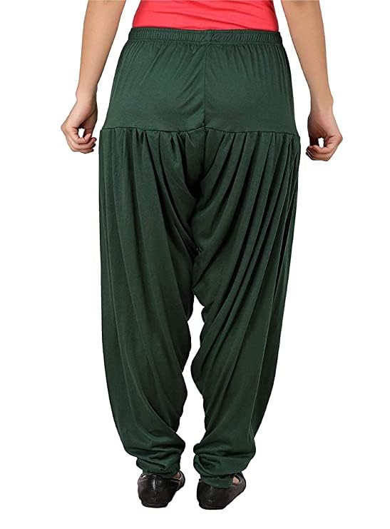 Image of Ultra Soft Rayon Viscose Solid Attractive Pleated Pattern Casual wear Patiala Pants for Womens