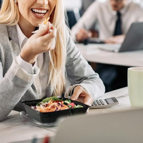 Image of Krum 2-Compartment Plastic Plate | Durable Reusable Meal Tray with Sections | Microwave Safe Food Serving Plate for Office, Home, Restaurants, Canteens & Food Delivery (Pack of 50)