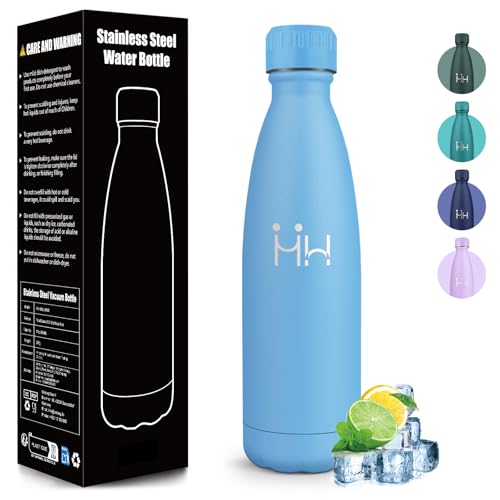 Mulbijeo Gourde Isotherme 500ML, Acier Inoxydable 18/8, Bouteille Isotherme, Sans BPA, Gourde Inox Enfant, Étanche Double Isolation, Gourde Inox pour Le Camping, Les Écoles, Les Gymnases