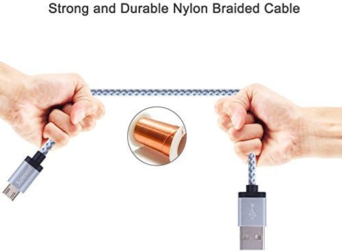 Sunnest 3 Pack 10FT Extra Long Nylon Braided Micro USB Cable High Speed USB 2.0 A Male to Micro B Sync and Charging Cord Wire Universal for Samsung, HTC, Motorola, Nokia, Android, and More(White)