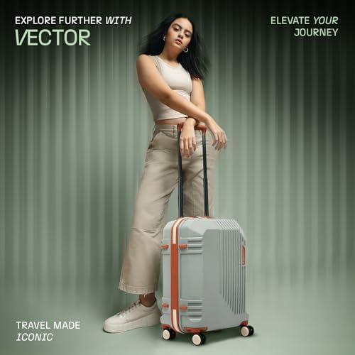 Image of uppercase Vector (Cabin) 55cm, Sustainable Trolley Bag, Hardsided Anti-Scratch 8 Wheel Double Spinner Luggage, TSA Lock & Anti-Theft Zippers, Suitcase for Unisex, 2000 Days Warranty (Green)