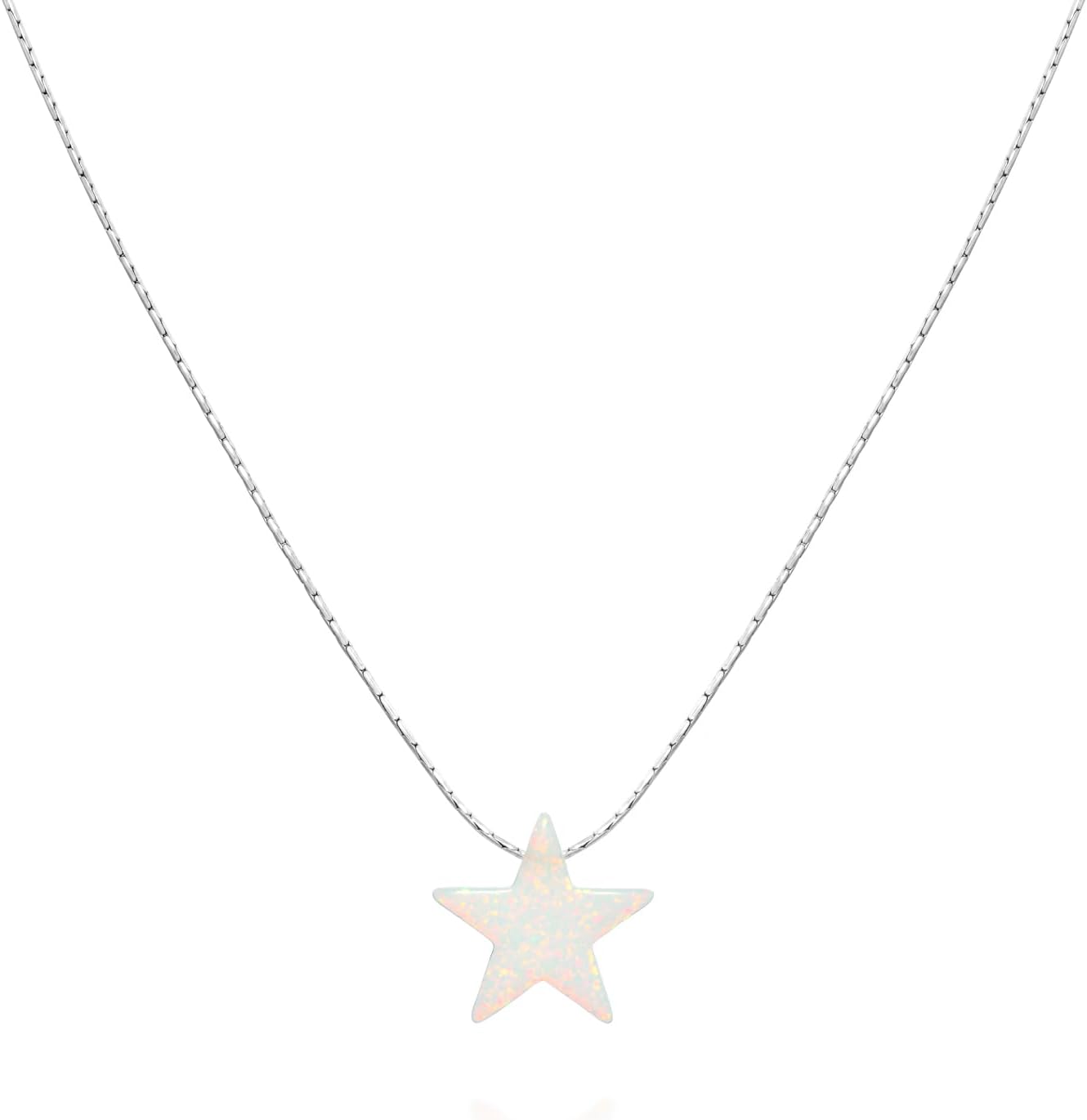 Opal Star Necklace - Sterling Silver or Gold Filled, Dainty Adjustable Choker, White or Blue Star Charm Jewelry for Women - Image 2
