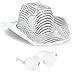 Funcredible Space Cowgirl Hat | White Light Up Cowboy Hat with Glasses | Halloween Cow Girl Costume Accessories - Fun Rodeo Party Hats and Goggles for Kids, Girls and Women