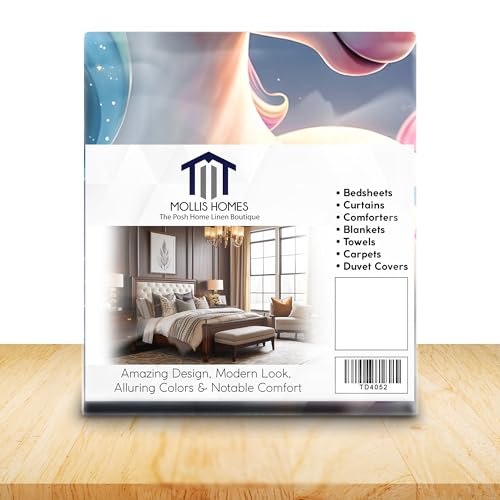 Image of 240 TC Cotton Double Bedsheet for King Bed (225x250 Cm) | 7D Digital Printed Double Bedsheet with 2 Pillow Covers | Soft, Wrinkle Packaging - Unicorn
