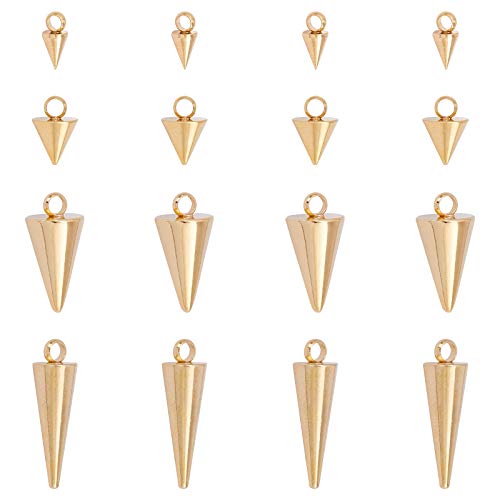 Unicraftale 24 Uds 4 Estilos Colgantes Hipoalergénicos Con Patrón De Espigas 304 Colgantes De Acero Inoxidable Con Patrón De Cono Dorado Unicraftale 24 Uds 4 Estilos Colgantes Hipoalergénicos Con Patrón De Espigas 304 Colgantes De Acero Inoxidable Con Patrón De Cono Dorado