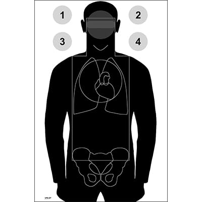 48 Pk, Vermont Police Academy Qualification Target Anatomy & Scoring Lines are Shaded So They Cannot Be Seen at A Distance of 7 Yards Or More Black Size: 25