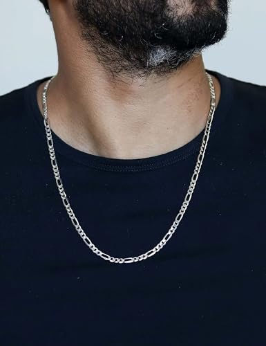 925 Sterling Silver Figaro Chain Necklace 5mm – Sterling Silver Chain for Men and Women, Durable Mens Silver Chain, Hypoallergenic Nickel-Free Silver Necklace, Waterproof, Lobster Clasp, Gift Ready - Image 3