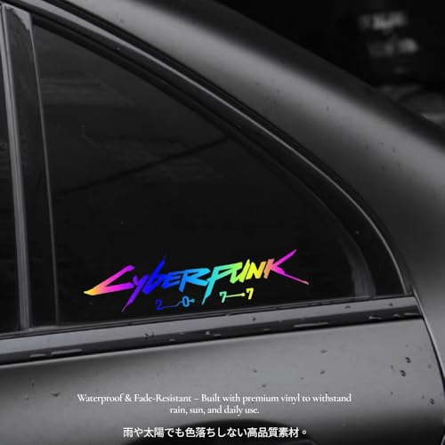 Image of Cyberpunk Vinyl Sticker Cyberpunk car Decal Cyberpunk car Sticker Water Proof Cyberpunk Sticker Reflective for car for Laptop (Rainbow)
