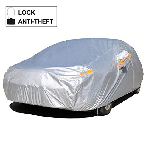 Kayme Car Cover Waterproof All Weather with Lock and Zipper, Outdoor Sun Uv