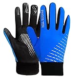 Winter Handschuhe Kinder Fahrrad Jungen Mädchen Touchscreen Winterhandschuhe rutschfest Winddicht Fahrradhandschuhe für Radfahren Laufen Fußball Skifahren Wintersport Outdoor (M, Blau)
