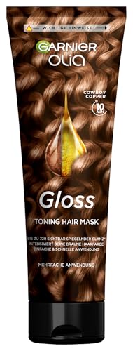 Olia Gloss, Toning Hair Mask, repariert bis zu 1 Jahr Haarschäden, bis zu 72h sichtbarer Glanz, intensiviert die Haarfarbe bis zu 6 Haarwäschen, wie eine Haarmaske anwendbar, Cowboy Copper