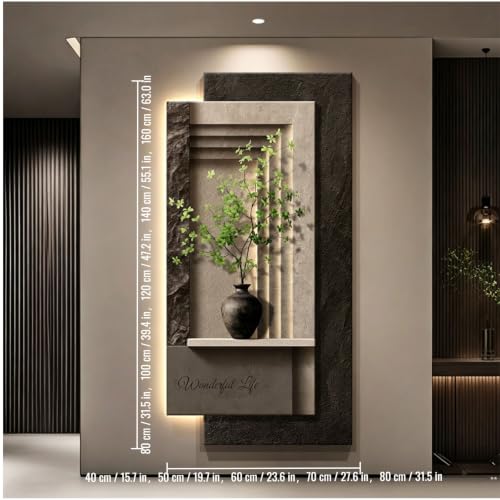3d Wall Art Decor with Led Light, Plug in Framless Sandstone Wall Art Painting