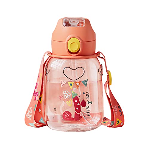 Borraccia per bambini con cannuccia, 700 ml 24 once senza BPA, borraccia sportiva Tritan per bambini, con coperchio a scatto con chiusura a scatto, borraccia a prova di perdite con cinturino per