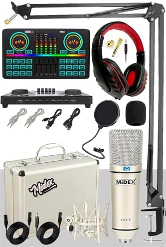 Midex CX1 Effective Set-2 Efektli Ses Kartı Mikrofon Kulaklık Stand Kayıt Canlı Yayın Seti (PC ve Telefon) - Görsel 4
