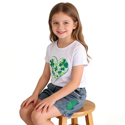Image of Ayzozuy Kid Girl Clothes Shorts Set 2 Piece Outfits Summer Casual Short Sleeve Top and Shorts Set for Girls 4-7