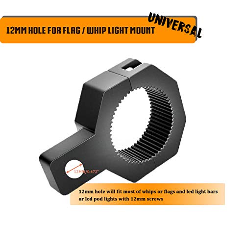 Chelhead LED Light Whip Antenna Mount Bracket for UTV ATV 1.25 1.5 1.75 2 INCH Vertical Bar Tube Clamp Roof Roll Cage Holder of Flag Lights 1 Pack