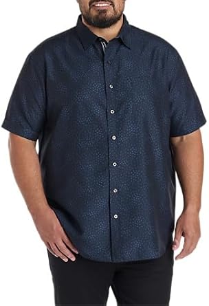 DXL Mens Big and Tall Microfiber Geometric Print Sport Shirt