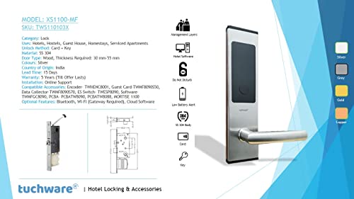 Image of XS1100 Smart RFID+BLE, Door Lock - Keyless Entry for Homes, Apartments, Office, Hotels (Left, Silver)