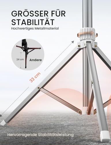 180cm Handy Stativ für Smartphone Weiß mit Fernauslöser – Ansicht 3
