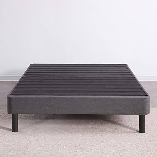 Image of Decoro Claridge Upholstered Mattress Foundation | Platform Bed | Metal Frame with Wood Slat Support | Grey, Queen Size