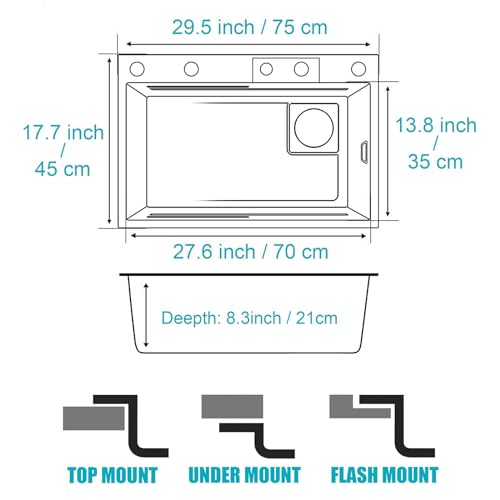 Évier cascade de cuisine avec écran LED et mitigeur extractible multifonction - 7