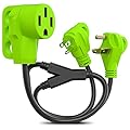 Leisure Cords 24'' RV Y Adapter Cord 50Amp Female Plug to 30-15 Amp Male 2.5 Feet with Handle