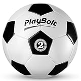PlayBolt Soccer Ball Size 2 with Pump - Black & White Training Practice & Match Ball for Kids, Youth and Adults (Pack of 1)