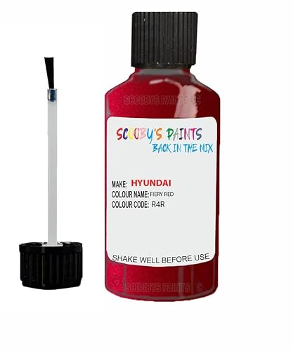 Scoobys Paints Back In The Mix Fiery Red Touch Up Paint For Hyundai I30 R4r 2017-2020 30Ml Bottle Brush Scratch Stone Chip Repair Pen