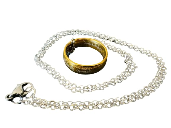 Generico Ciondolo Compatibile con Unico Anello del Potere Elfico Color Oro Ispirato Saga Signore degli Anelli Gadget Accessori Auto Ciondolo per Specchietto Hobbit Idea Regalo Magia Fantasy Cosplay