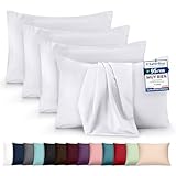 Utopia Bedding – Juego de 4 Fundas de Almohada – 40 x 80 cm – Oeko-Tex – Microfibra cepillada, 100% poliéster, con Cierre Tipo sobre (no Incluye Relleno), Solo Funda de Almohada – Blanco