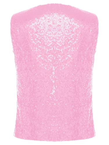 Kids Girls Sparkle Sequined Vest Jacket Jazz Dance Fancy Party Stage Performance Waistcoat2