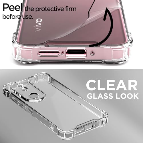 Image of Amazon Basics Back Cover for Vivo T4R 5G / iQoo Z10R 5G / Vivo V50 5G / V50e 5G PC + TPU Clear Transparent Raised Edges Shockproof Protective Phone Bumper Case(Transparent)