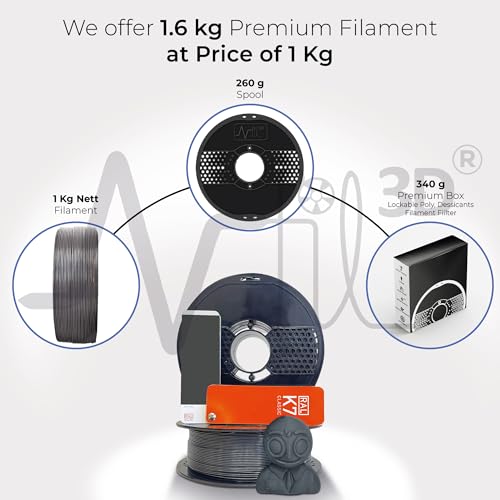 Image of NFIL3D Premium HS PLA+ Midnight Grey - 3D Printing Filament | Compatible with All 3D Printers | 1.75mm | 1Kg Nett Weight