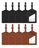 Quuztao 10 Pack Leather Luggage Tags for Suitcases, Leather Luggage Tags with Privacy Cover(Black+Brown)