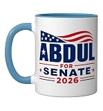 Abdul El-Sayed for U.S. Senator from Michigan Democrat 2026 Ceramic Mug, Blue/White, 11oz