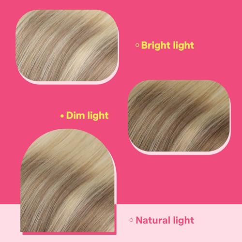 Image of Ve Sunny Hair Tape in Hair Extensions Human Hair | Light Brown Root to Platinum Blonde Balayage,Smooth Soft,for Daily Wear,12Inch 30g 20Pcs