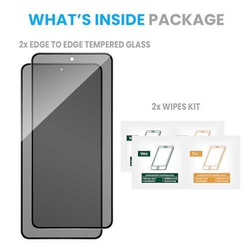 Image of ArmourPro Anti-Spy Privacy Tempered Glass for Nothing Phone (3A) / Nothing (3A) Pro - Anti Peeping Screen Protector, Edge to Edge Full Coverage, 9H Hardness, Easy Installation Kit | Pack of 2