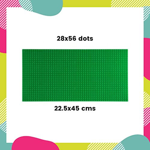 Image of Make-Believe Classic Baseplate for Building Bricks 56x28 dots - Compatible with Classic Bricks only (Large Green - Pack of 2)
